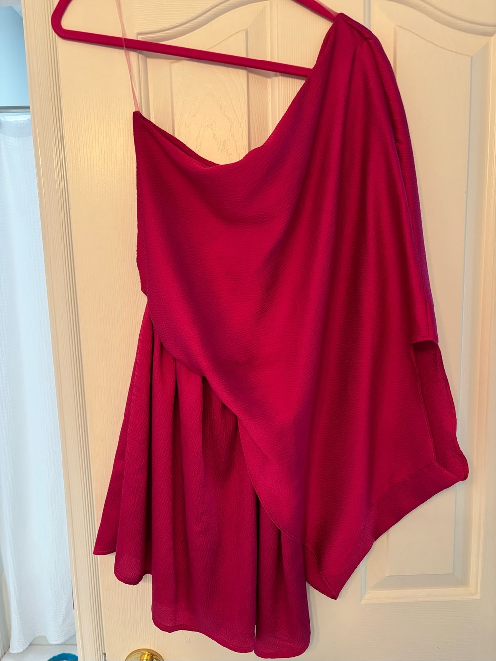One-Shoulder Fuchsia Women’s Dress